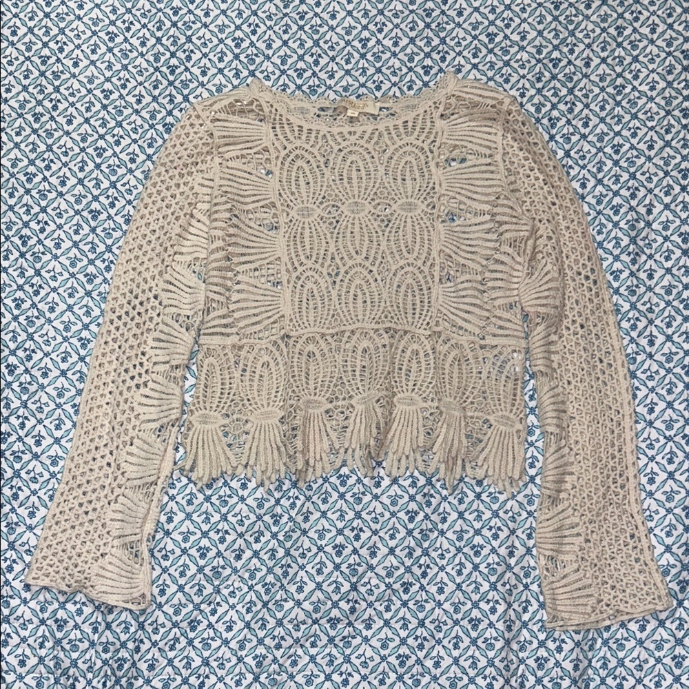 Beige Crochet Women's coverup
